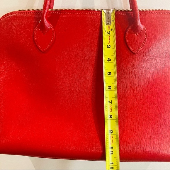 HANDBAG Satchel Leather Made in  Italy Main Compartment and Inside Zipper Pocket - Picture 4 of 11